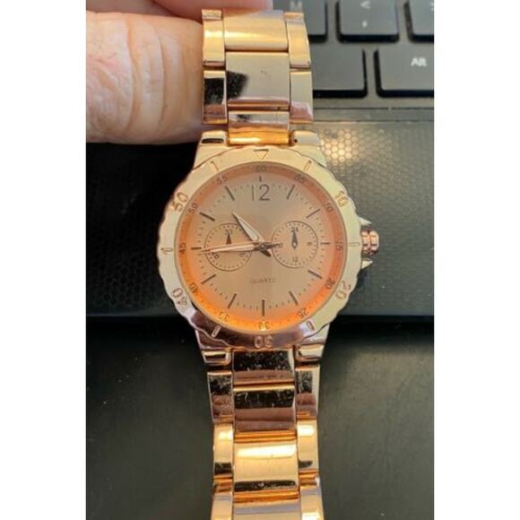 37mm Chatelaine Quartz Watch, Rose Gold Tone, Chrono Style - Picture 1 of 4